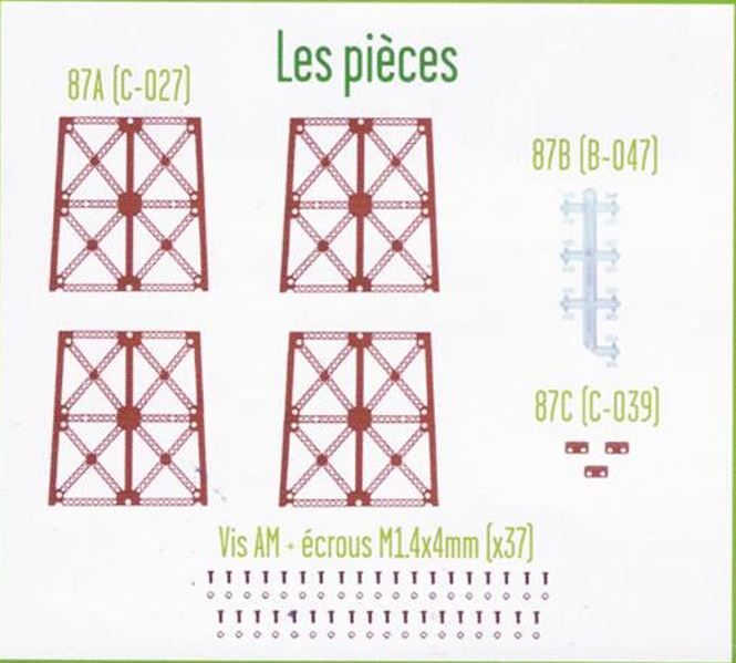 Lot pièces détachées numéro 87 n°87 Je construis la tour Eiffel 1/8 1/8e 1/8ème édition TF1