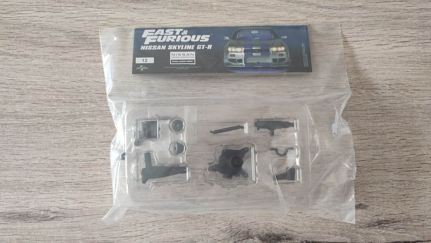 Lot pièces du fascicule numéro 12 n°12 pièce détachée Nissan Skyline GT-R R34 Fast & Furious de Brian O'Conner 1/8 1/8e 1/8ème Altaya #D82