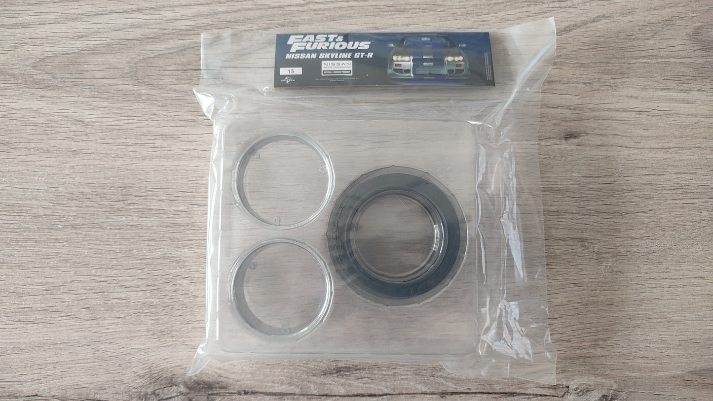 Lot pièces du fascicule numéro 15 n°15 pièce détachée Nissan Skyline GT-R R34 Fast & Furious de Brian O'Conner 1/8 1/8e 1/8ème Altaya #D82