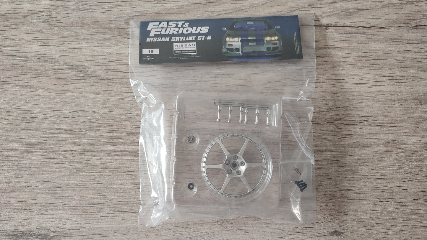 Lot pièces du fascicule numéro 16 n°16 pièce détachée Nissan Skyline GT-R R34 Fast & Furious de Brian O'Conner 1/8 1/8e 1/8ème Altaya #D82