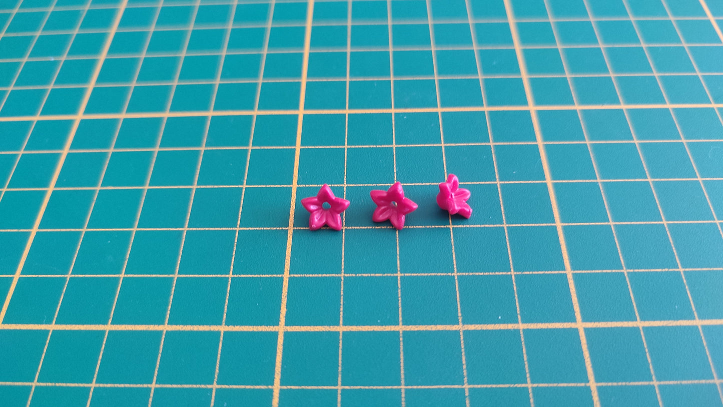 Lot x3 Fleur rouge cinq pétales pointus référence 30516570 pièce détachée Playmobil #E33