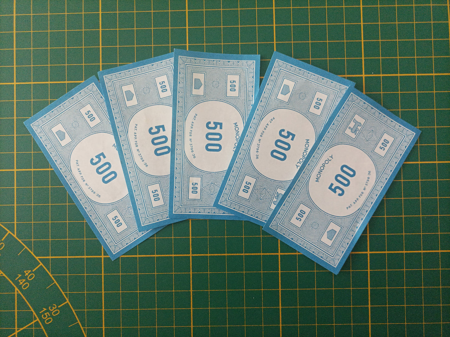 Lot x5 billet bleu de 500 pièce détachée jeu de société Monopoly Miro Meccano #E40