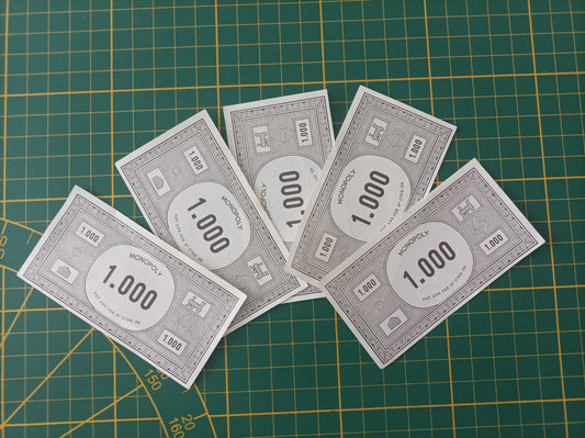 Lot x5 billet gris de 1.000 1000 pièce détachée jeu de société Monopoly Miro Meccano #E40