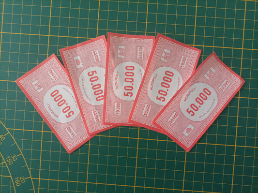 Lot x5 billet rouge de 50.000 50000 pièce détachée jeu de société Monopoly Miro Meccano #E40