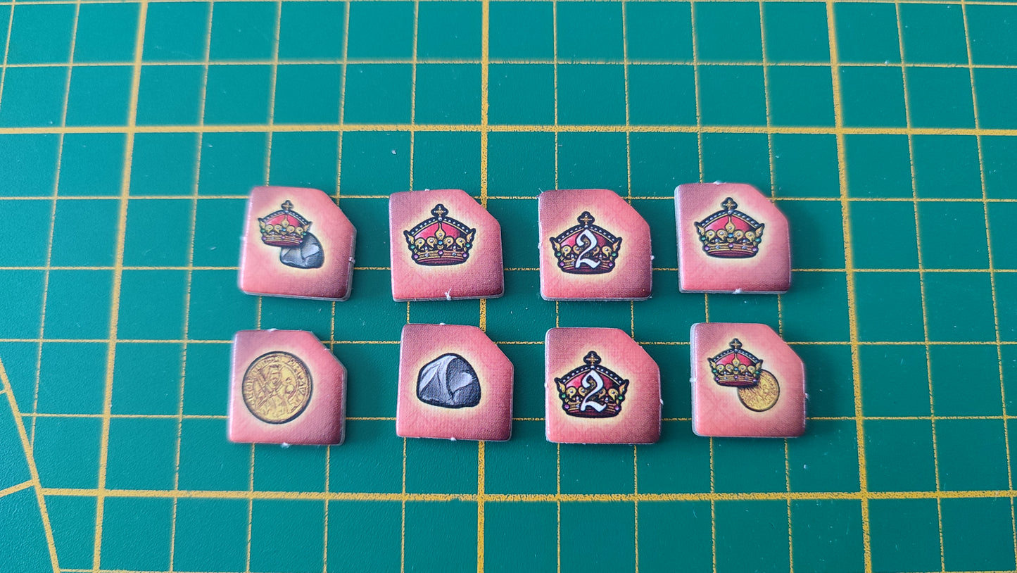Lot x8 jetons production Praga Caput Regni vladimir suchy Delicious Games pièce détachée jeu de société #E34
