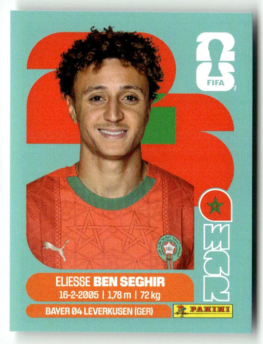 MAR 12 Eliesse Ben Seghir - Sticker autocollant Panini Coupe du Monde FIFA 2026 Maroc - Pièce détachée