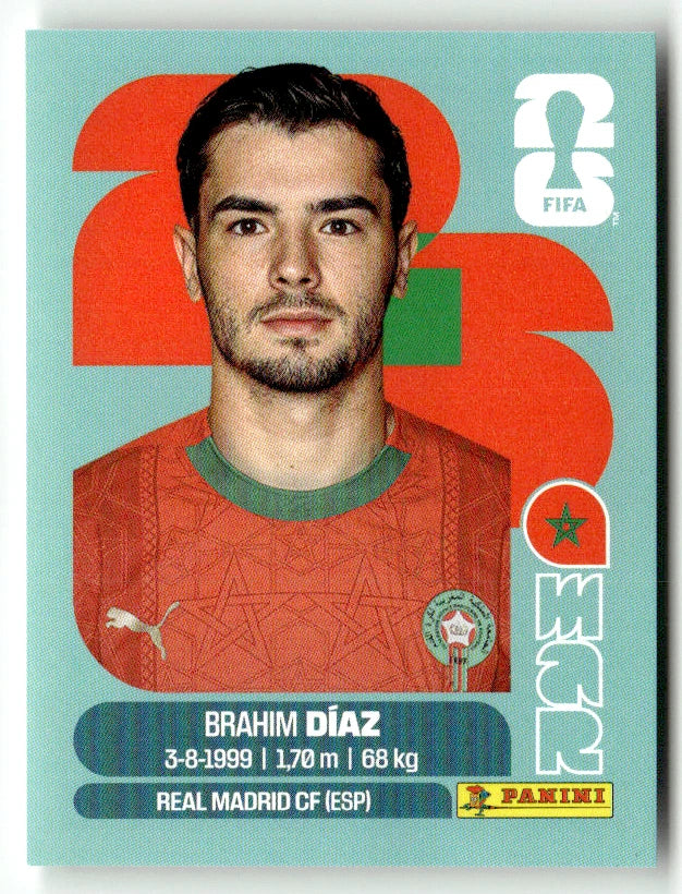 MAR 19 Brahim Diaz - Sticker autocollant Panini Coupe du Monde FIFA 2026 Maroc - Pièce détachée