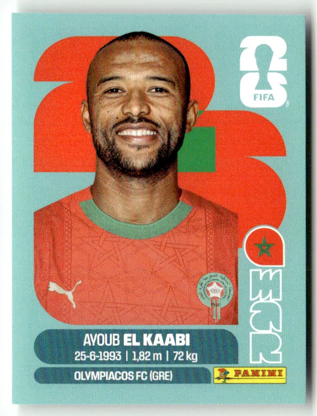 MAR 20 Ayoub el Kaabi - Sticker autocollant Panini Coupe du Monde FIFA 2026 Maroc - Pièce détachée