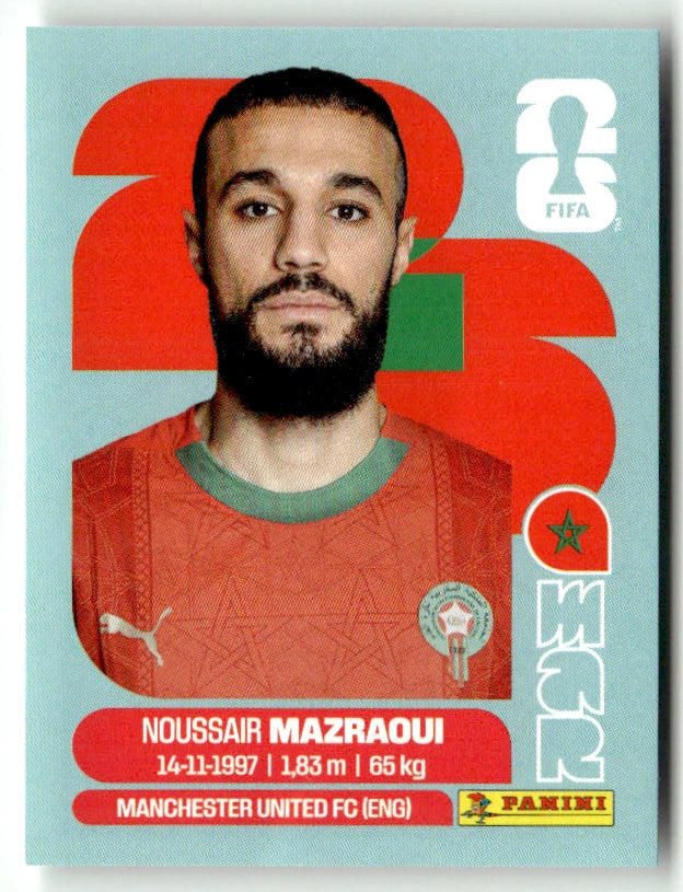MAR 5 Noussair Mazraoui - Sticker autocollant Panini Coupe du Monde FIFA 2026 Maroc - Pièce détachée