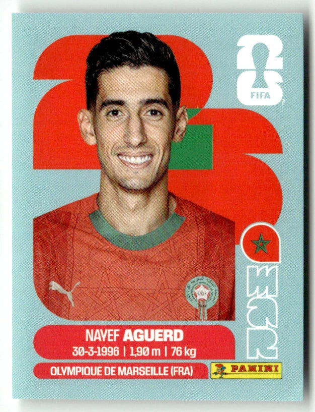 MAR 6 Nayef Aguerd - Sticker autocollant Panini Coupe du Monde FIFA 2026 Maroc - Pièce détachée