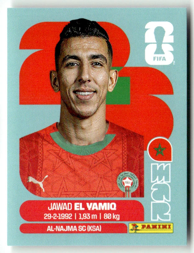 MAR 8 Jawad el Yamiq - Sticker autocollant Panini Coupe du Monde FIFA 2026 Maroc - Pièce détachée
