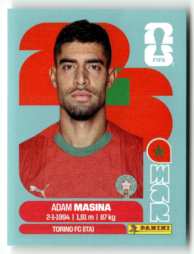 MAR 9 Adam Masina - Sticker autocollant Panini Coupe du Monde FIFA 2026 Maroc - Pièce détachée