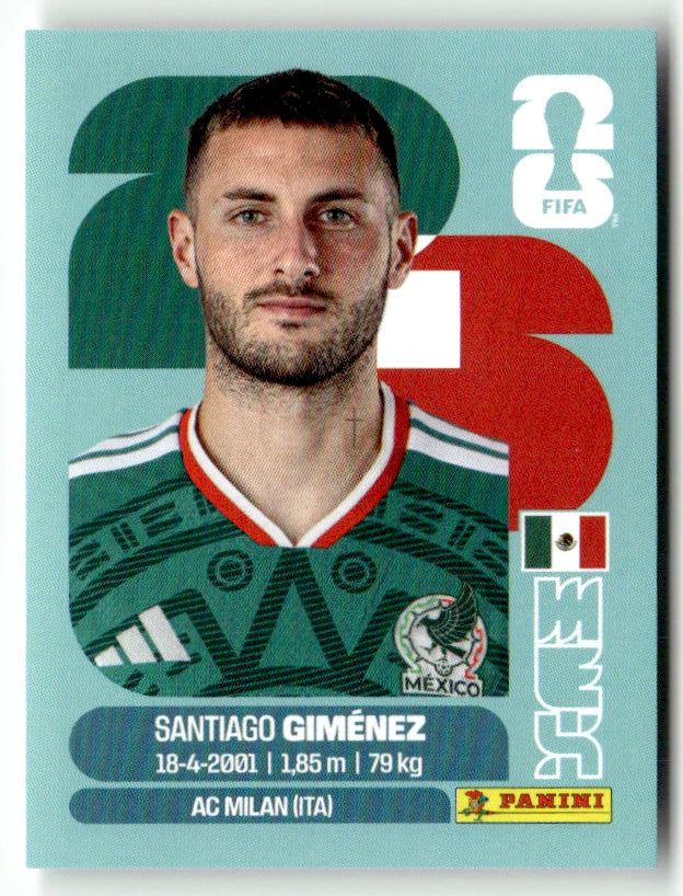 MEX 16 Santiago Gimenez - Sticker autocollant Panini Coupe du Monde FIFA 2026 Mexique - Pièce détachée