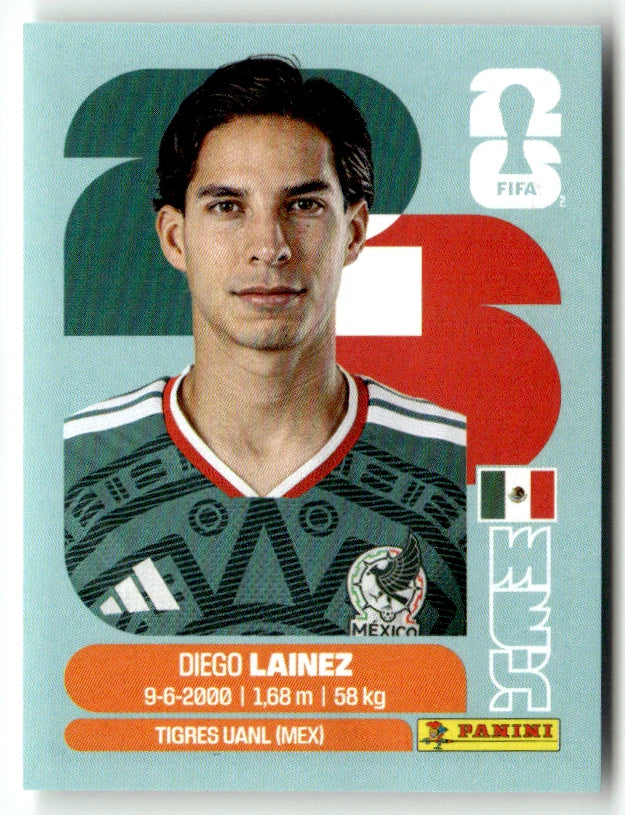 MEX 8 Diego Lainez - Sticker autocollant Panini Coupe du Monde FIFA 2026 Mexique - Pièce détachée