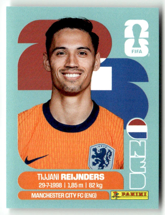 NED 10 Tijjani Reijnders - Sticker autocollant Panini Coupe du Monde FIFA 2026 Pays-Bas - Pièce détachée