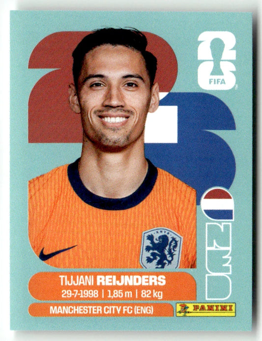 NED 10 Tijjani Reijnders - Sticker autocollant Panini Coupe du Monde FIFA 2026 Pays-Bas - Pièce détachée