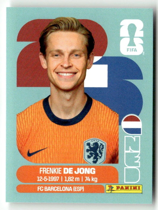 NED 14 Frenkie de Jong - Sticker autocollant Panini Coupe du Monde FIFA 2026 Pays-Bas - Pièce détachée
