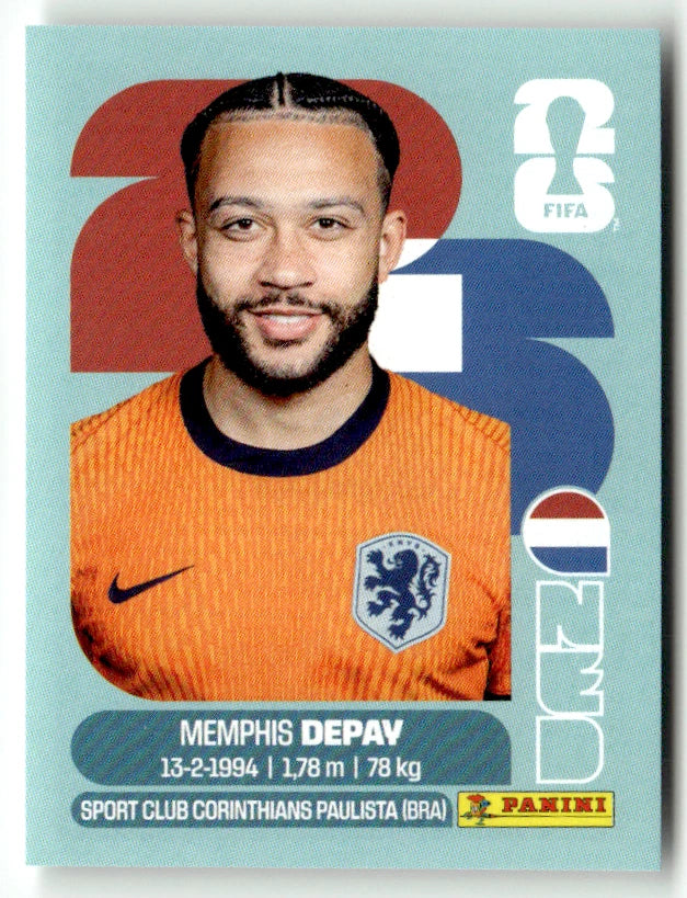 NED 17 Memphis Depay - Sticker autocollant Panini Coupe du Monde FIFA 2026 Pays-Bas - Pièce détachée