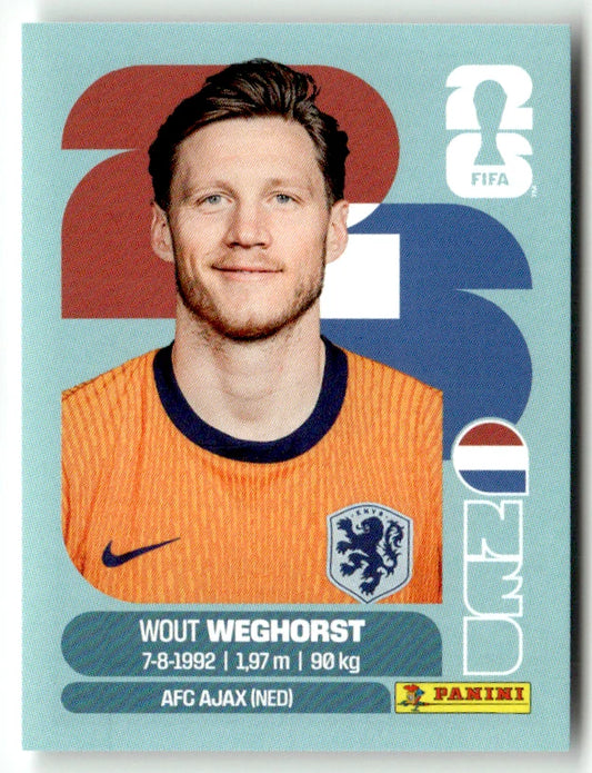 NED 19 Wout WEGHORST - Sticker autocollant Panini Coupe du Monde FIFA 2026 Pays-Bas - Pièce détachée