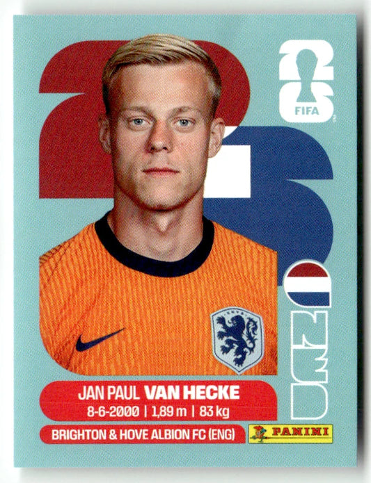 NED 9 Jan Paul van Hecke - Sticker autocollant Panini Coupe du Monde FIFA 2026 Pays-Bas - Pièce détachée