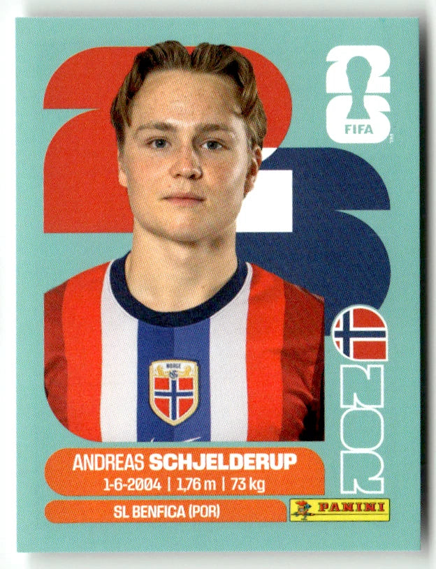 NOR 12 Andreas Schjelderup - Sticker autocollant Panini Coupe du Monde FIFA 2026 Norvège - Pièce détachée