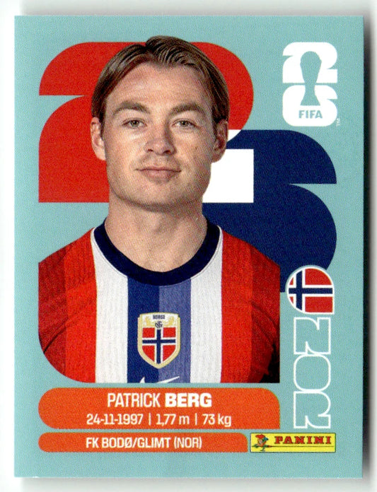 NOR 14 Patrick Berg - Sticker autocollant Panini Coupe du Monde FIFA 2026 Norvège - Pièce détachée
