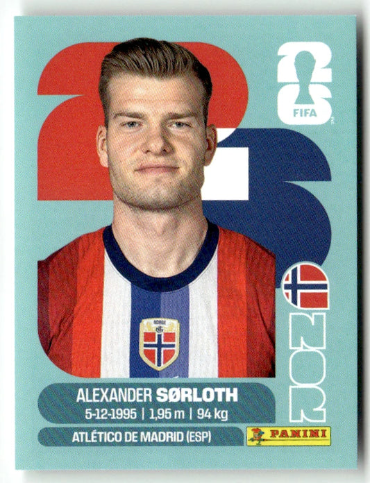 NOR 16 Alexander Sorloth - Sticker autocollant Panini Coupe du Monde FIFA 2026 Norvège - Pièce détachée