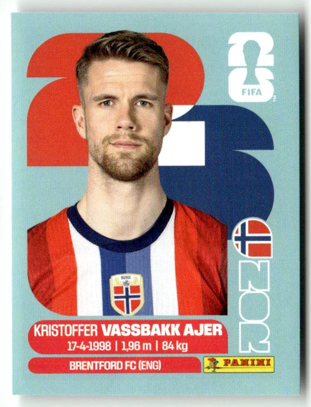 NOR 5 Kristoffer VASSBAKK AJER - Sticker autocollant Panini Coupe du Monde FIFA 2026 Norvège - Pièce détachée