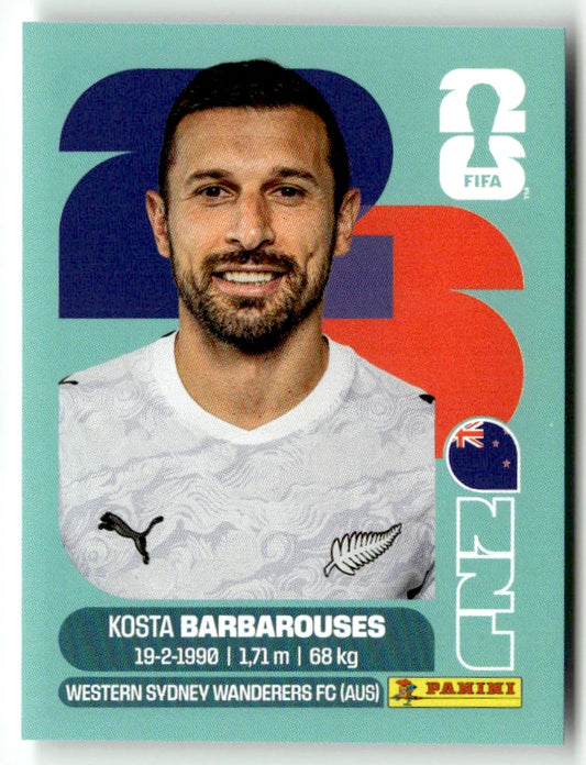 NZL 20 Kosta Barbarouses - Sticker autocollant Panini Coupe du Monde FIFA 2026 Nouvelle-Zélande - Pièce détachée
