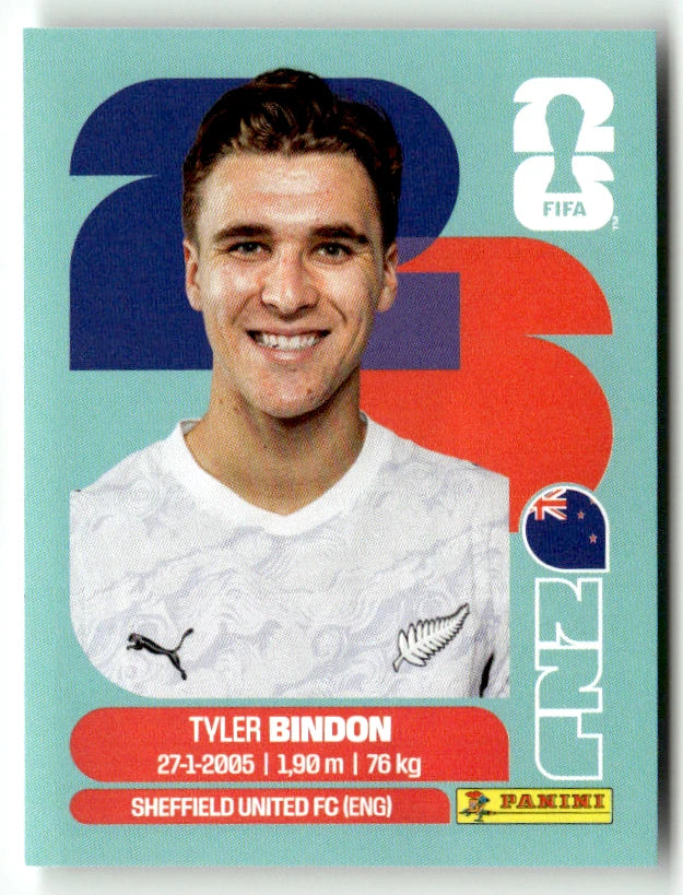 NZL 7 Tyler Bindon - Sticker autocollant Panini Coupe du Monde FIFA 2026 Nouvelle-Zélande - Pièce détachée