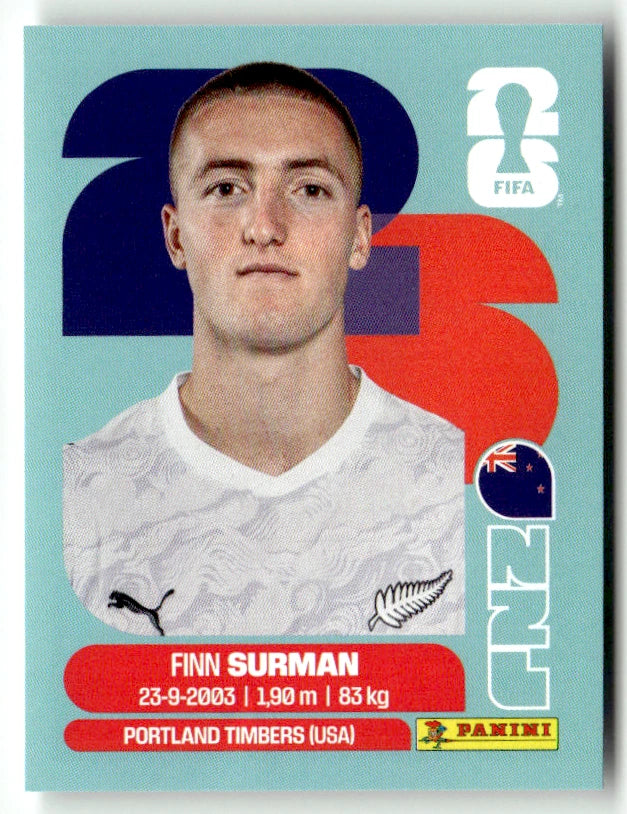 NZL 9 Finn Surman - Sticker autocollant Panini Coupe du Monde FIFA 2026 Nouvelle-Zélande - Pièce détachée