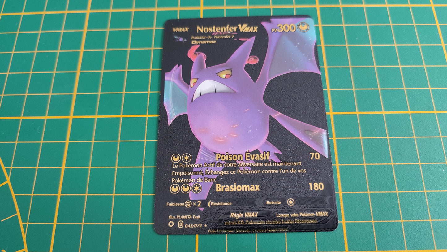 Nostenfer Vmax carte illustration Pokémon cosplay couleur noir française #C18