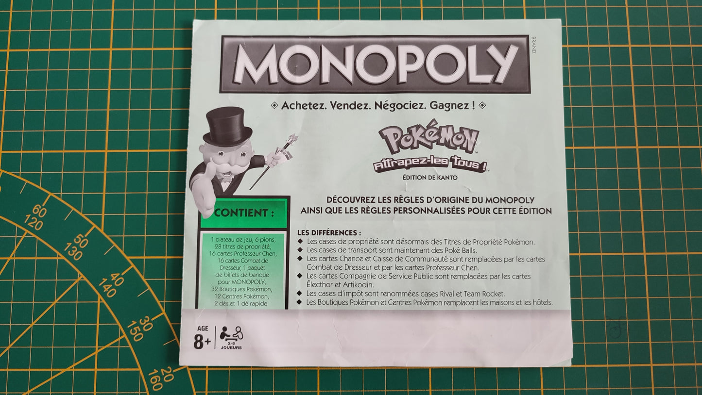 Notice règle du jeu dans l'état pièce détachée jeu de société Monopoly Pokémon édition de Kanto #C43