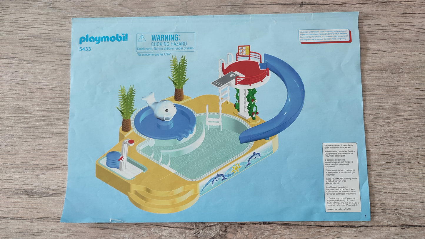 Notice seule dans l'état pièce détachée Playmobil 5433 Famille avec piscine et plongeoir #D62