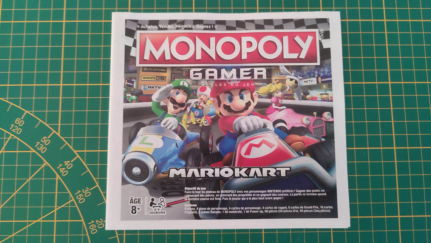 Notice seule jeu de société Monopoly Gamer Mario Kart Hasbro pièce détachée #E82