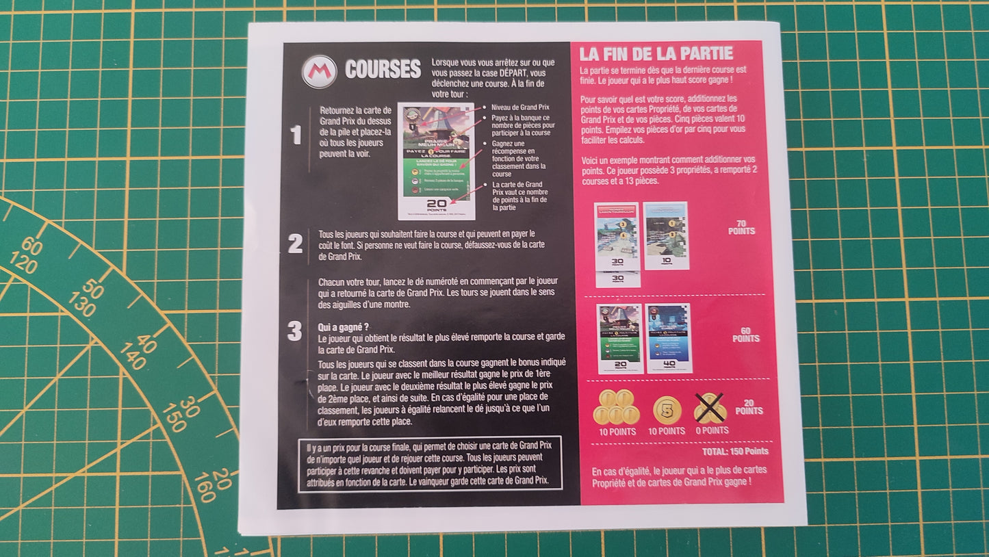 Notice seule jeu de société Monopoly Gamer Mario Kart Hasbro pièce détachée #E82