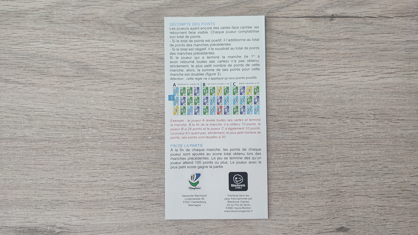Notice seule pièce détachée Skyjo jeu de société #E15
