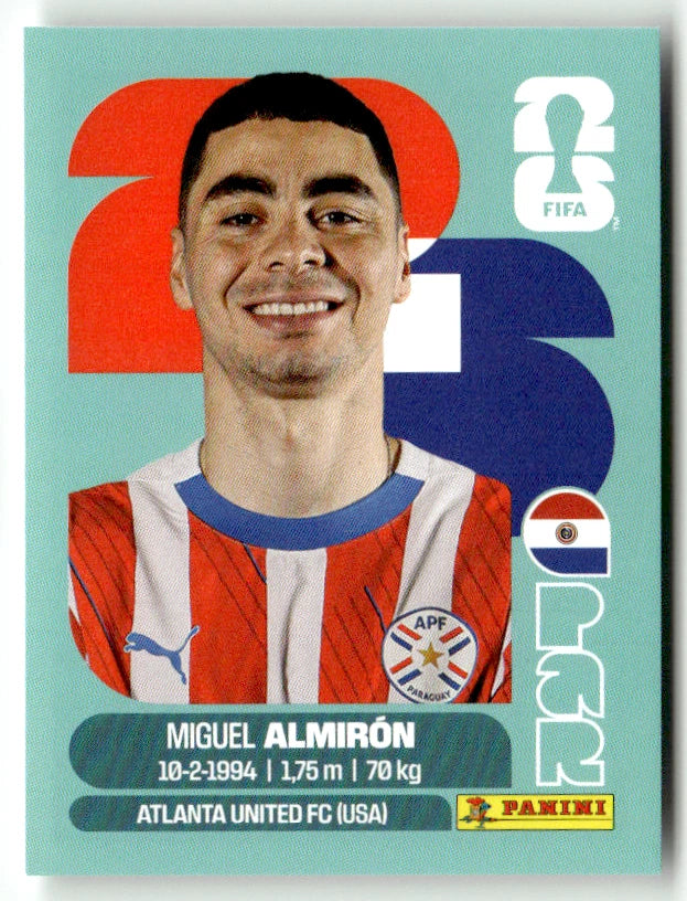 PAR 17 Miguel Almiron - Sticker autocollant Panini Coupe du Monde FIFA 2026 Paraguay - Pièce détachée