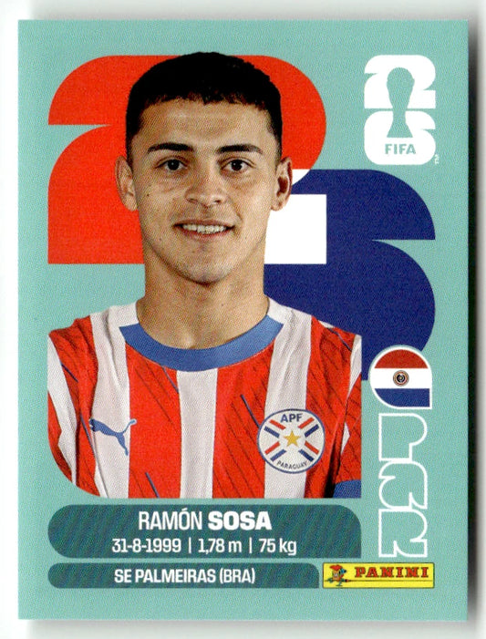 PAR 18 Ramon Sosa - Sticker autocollant Panini Coupe du Monde FIFA 2026 Paraguay - Pièce détachée