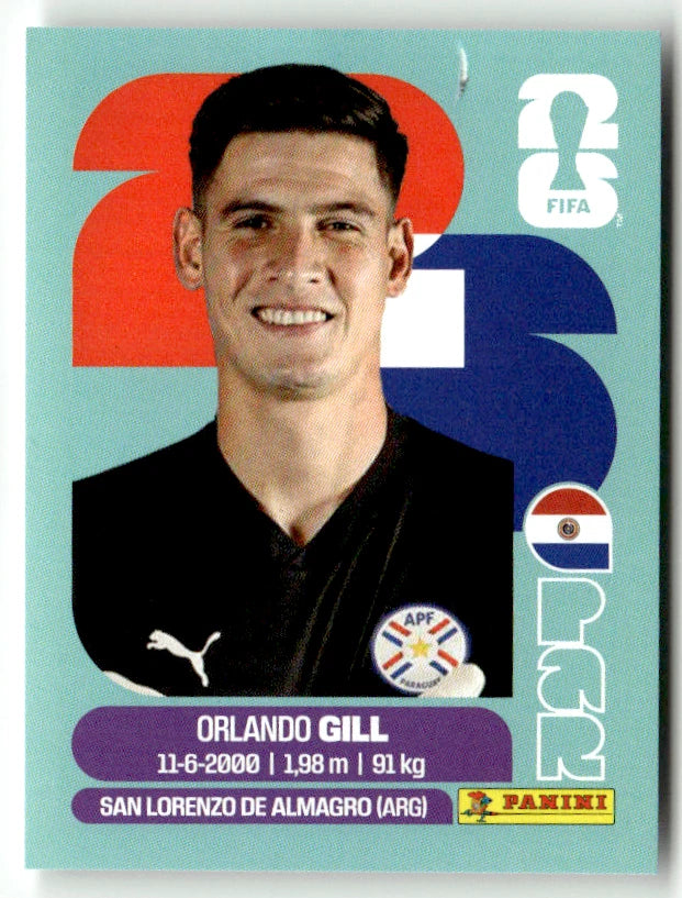 PAR 3 Orlando Gill - Sticker autocollant Panini Coupe du Monde FIFA 2026 Paraguay - Pièce détachée