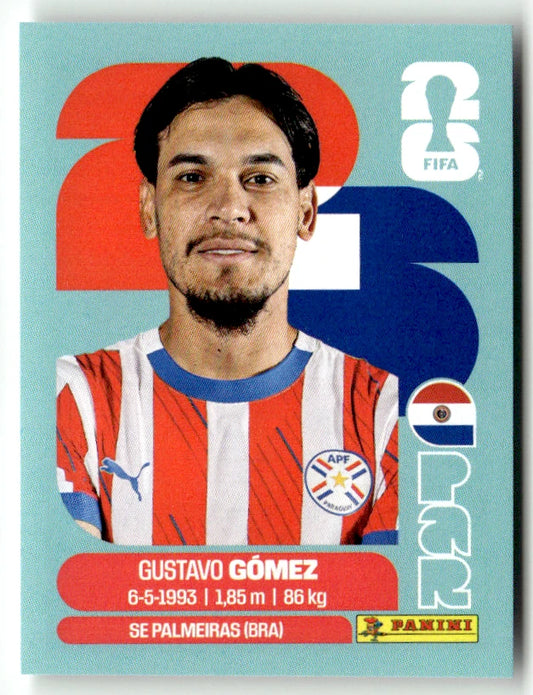 PAR 4 Gustavo Gomez - Sticker autocollant Panini Coupe du Monde FIFA 2026 Paraguay - Pièce détachée