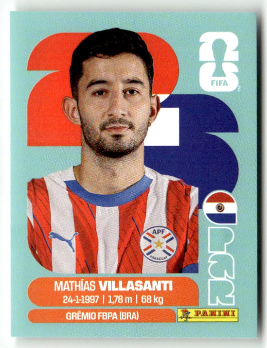 PAR 9 Mathias Villasanti - Sticker autocollant Panini Coupe du Monde FIFA 2026 Paraguay - Pièce détachée