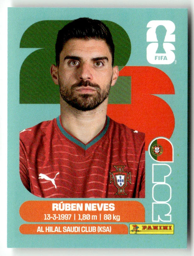 POR 11 Ruben Neves - Sticker autocollant Panini Coupe du Monde FIFA 2026 Portugal - Pièce détachée