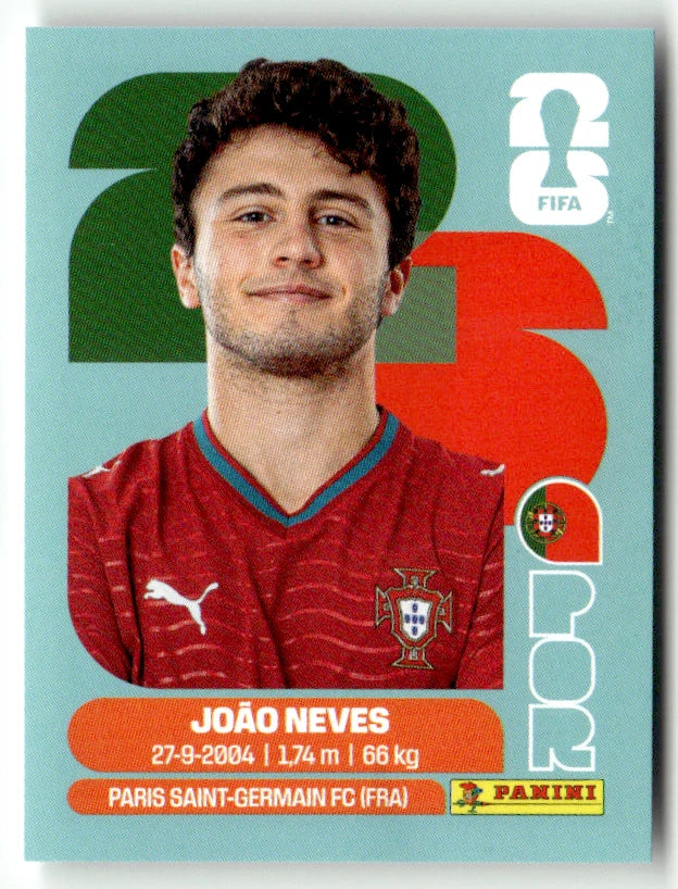 POR 14 Joao Neves - Sticker autocollant Panini Coupe du Monde FIFA 2026 Portugal - Pièce détachée