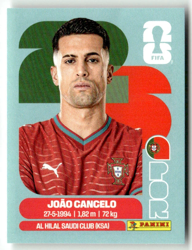 POR 5 Joao Cancelo - Sticker autocollant Panini Coupe du Monde FIFA 2026 Portugal - Pièce détachée
