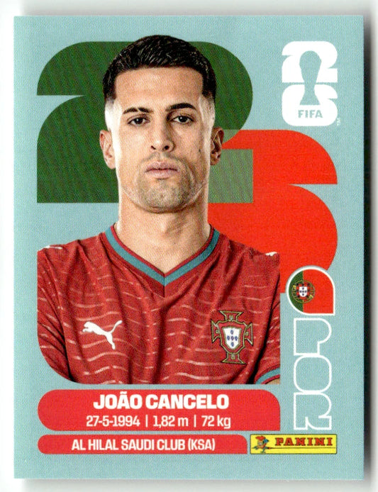 POR 5 Joao Cancelo - Sticker autocollant Panini Coupe du Monde FIFA 2026 Portugal - Pièce détachée