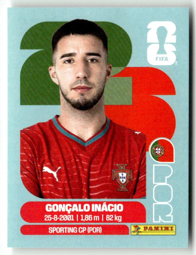 POR 8 Goncalo Inacio - Sticker autocollant Panini Coupe du Monde FIFA 2026 Portugal - Pièce détachée