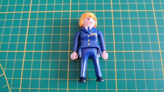 Personnage pilote femme uniforme bleu cheveux blonds 30141810 pièce détachée Playmobil #C90