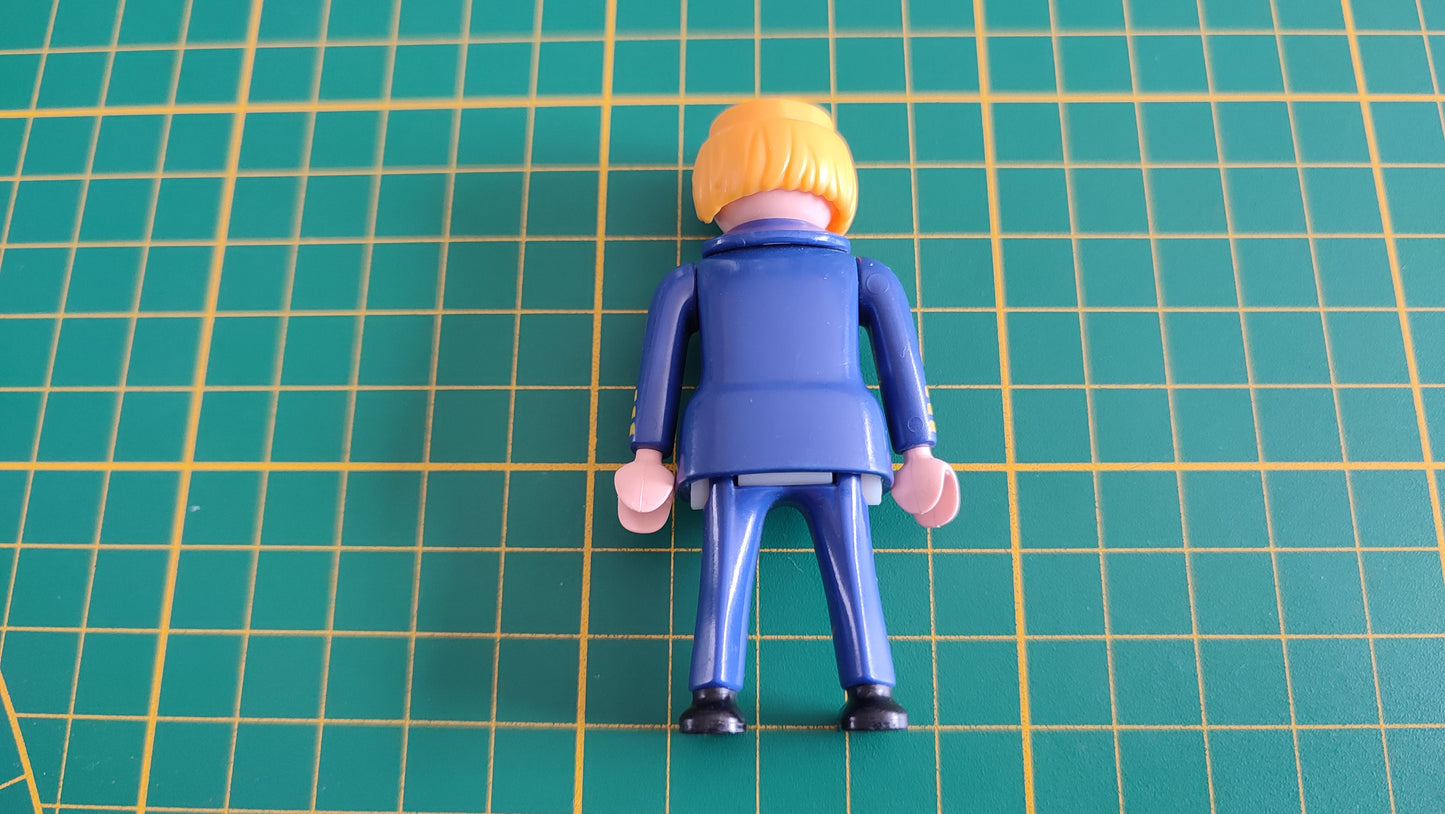 Personnage pilote femme uniforme bleu cheveux blonds 30141810 pièce détachée Playmobil #C90