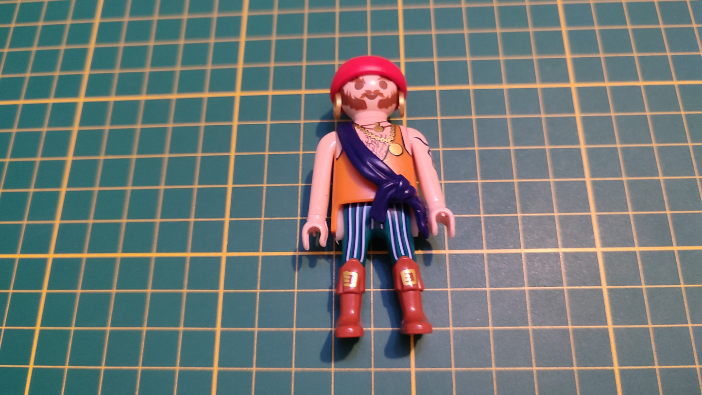 Personnage pirate chauve avec bandeau rouge référence 30 00 6514 pièce détachée Playmobil #C32